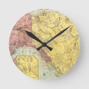 Vintage Alaska-Karte Runde Wanduhr