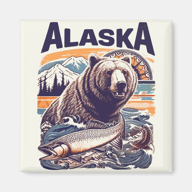 Vintage Alaska-Natur Magnet (Vorne)