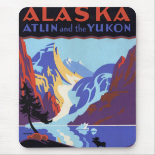 Vintage-Alaska-Reiseposter, Atlin und der Yukon Mousepad