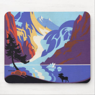 Vintage-Alaska-Reiseposter, Atlin und der Yukon Mousepad