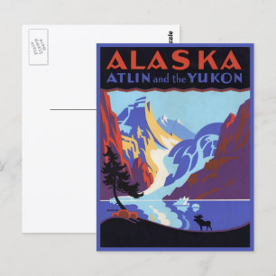 Vintage-Alaska-Reiseposter, Atlin und der Yukon Postkarte