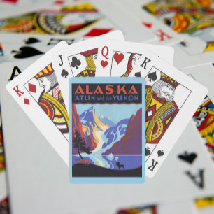 Vintage-Alaska-Reiseposter, Atlin und der Yukon Spielkarten