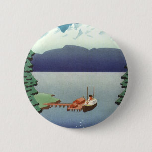 Vintage-Alaska-Reiseposter-Kunst, landschaftliche  Button