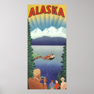 Vintage-Alaska-Reiseposter-Kunst, landschaftliche  Poster