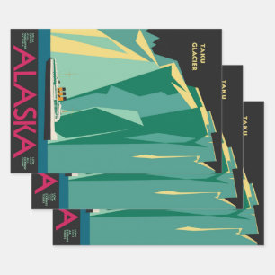 Vintage-Alaska-Reiseposter-Kunst, Taku-Gletscher Geschenkpapier Set