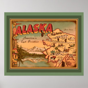 Vintage Alaska "Verlorene Grenze" Poster