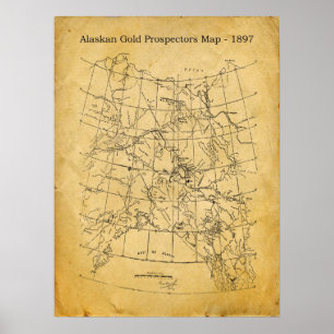 Vintage Alaskan Gold Prospects Map - 1897 Poster