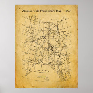 Vintage Alaskan Gold Prospects Map - 1897 Poster