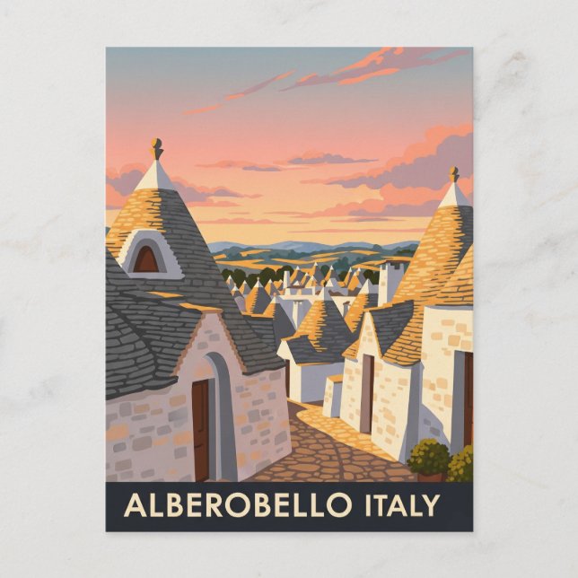 Vintage Alberobello Italy Trulli houses Postkarte (Vorderseite)