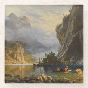 Vintage Albert Bierstadt Amerikanische Ureinwohner Glasuntersetzer