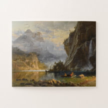 Vintage Albert Bierstadt Indianer beim Speerfische