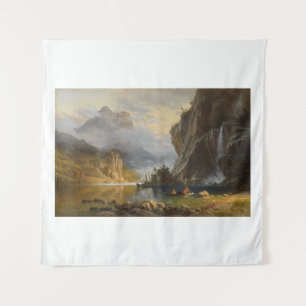 Vintage Albert Bierstadt Indians beim Speerfischen Wandteppich