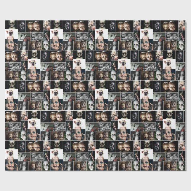 Vintage Albträume Haunting Puppen Roll Geschenkpapier (Flach)