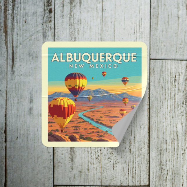 Vintage Albuquerque New Mexico Quadratischer Aufkleber (Von Creator hochgeladen)