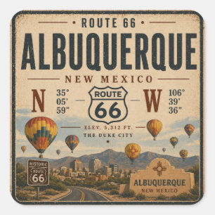 Vintage Albuquerque NM Straßenkunst Quadratischer Aufkleber