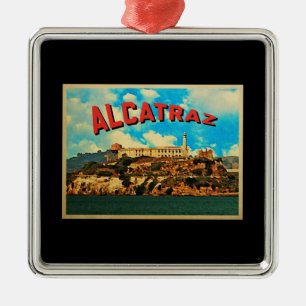 Vintage Alcatraz Insel Silbernes Ornament