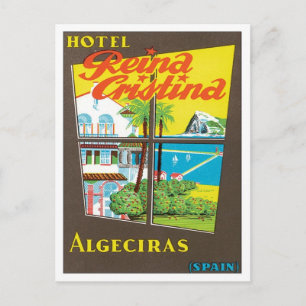 Vintage Algeciras Spanien Hotel Postkarte