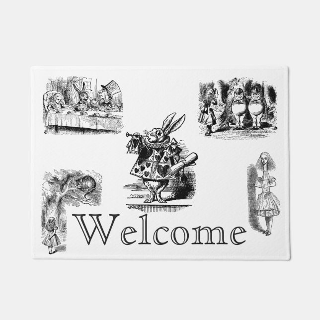 Vintage Alice-Abenteuer im Wunderland Fußmatte (Vorderseite)