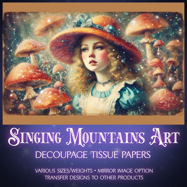 Vintage Alice and Mushrooms Decoupage Seidenpapier (Von Creator hochgeladen)