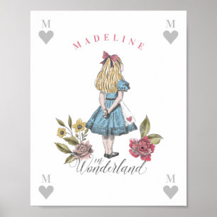 Vintage Alice im Wunderland Alice & Florales Pos Poster