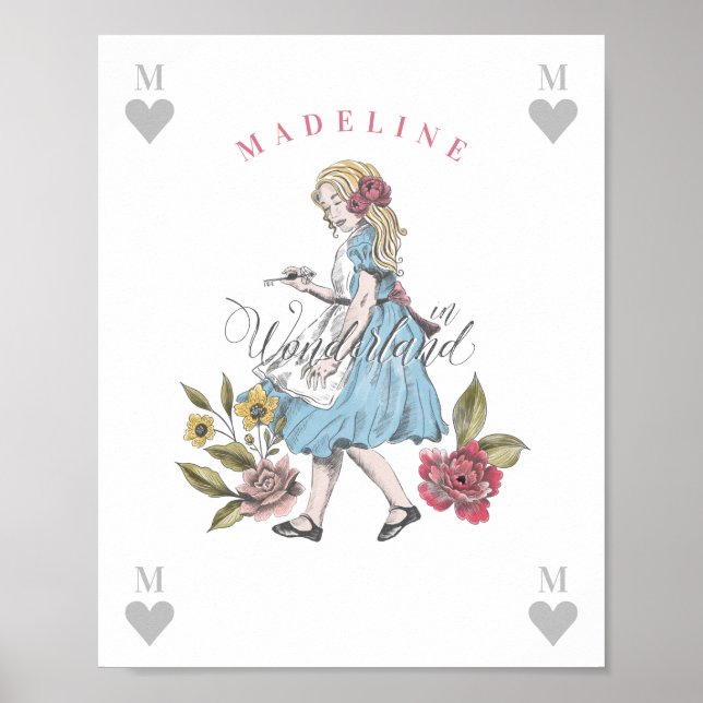 Vintage Alice im Wunderland | Alice & Florals Poster (Vorne)