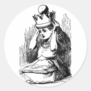 Vintage Alice im Wunderland, Alice mit der Krone d Runder Aufkleber
