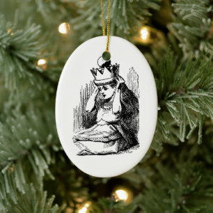 Vintage Alice im Wunderland, Alice mit Königinnenk Keramik Ornament
