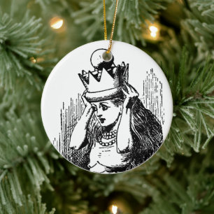 Vintage Alice im Wunderland, Alice w Queen's Crown Keramikornament