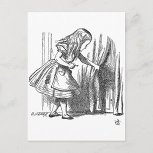 Vintage Alice im Wunderland auf der Suche nach der Postkarte