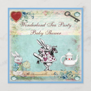 Vintage-Alice-im-Wunderland-Baby-Shower-Tee-Party Einladung