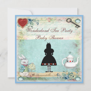 Vintage-Alice-im-Wunderland-Baby-Shower-Tee-Party Einladung