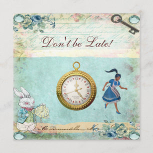 Vintage Alice im Wunderland Babydusche Tee Party Einladung