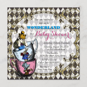 Vintage Alice im Wunderland Babyparty Einladung