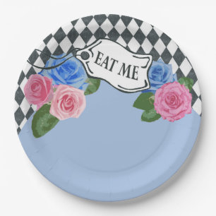 Vintage-Alice-im-Wunderland-Blau-Party-Teller Pappteller
