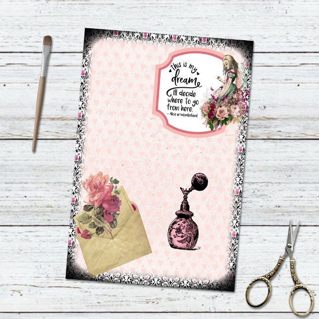 Vintage Alice im Wunderland Blumenparfüm Seidenpapier (Von Creator hochgeladen)