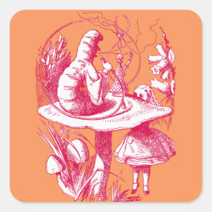 Vintage Alice im Wunderland Centipede Quadratischer Aufkleber