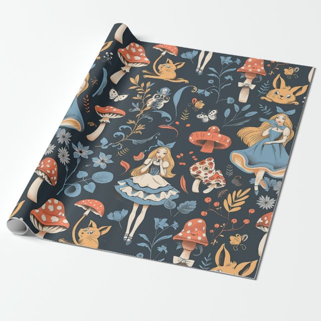 Vintage Alice im Wunderland Cheshire Cat Decoupage Geschenkpapier (Ungerollt)