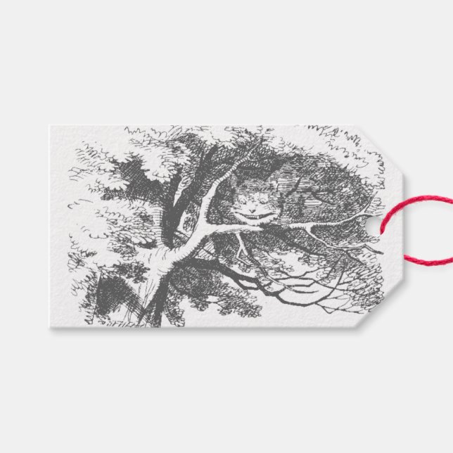 Vintage Alice im Wunderland Cheshire Cat Geschenkt Geschenkanhänger (Vorderseite (Horizontal))