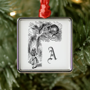Vintage Alice im Wunderland, Cheshire Cat Silbernes Ornament