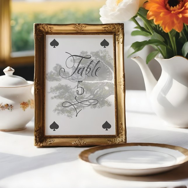 Vintage Alice im Wunderland Cheshire-Spielkarte Tischnummer (Vintage Alice in Wonderland Cheshire Playing Card)