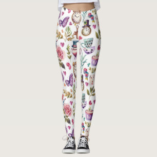 Vintage-Alice-im-Wunderland-Collage-Decoupage Leggings