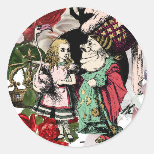 Vintage-Alice-im-Wunderland-Decoupage Runder Aufkleber