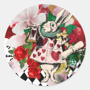 Vintage-Alice-im-Wunderland-Decoupage Runder Aufkleber