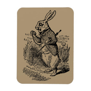 Vintage Alice im Wunderland die weiße Hasen-Uhr Magnet