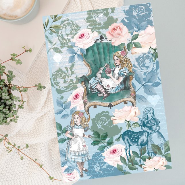 Vintage Alice im Wunderland Entdeckungsrosa Rosen Seidenpapier (Von Creator hochgeladen)