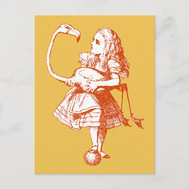 Vintage Alice im Wunderland Flamingo Postkarte (Vorderseite)