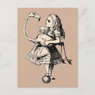 Vintage Alice im Wunderland Flamingo Postkarte