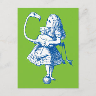 Vintage Alice im Wunderland Flamingo Postkarte