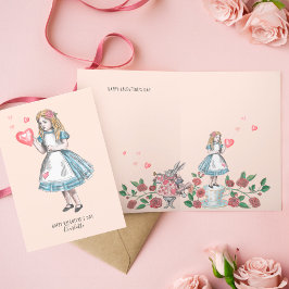Vintage Alice im Wunderland Frohes Valentinstag Feiertagskarte