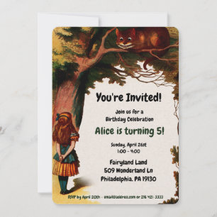 Vintage Alice im Wunderland Geburtstag Einladung